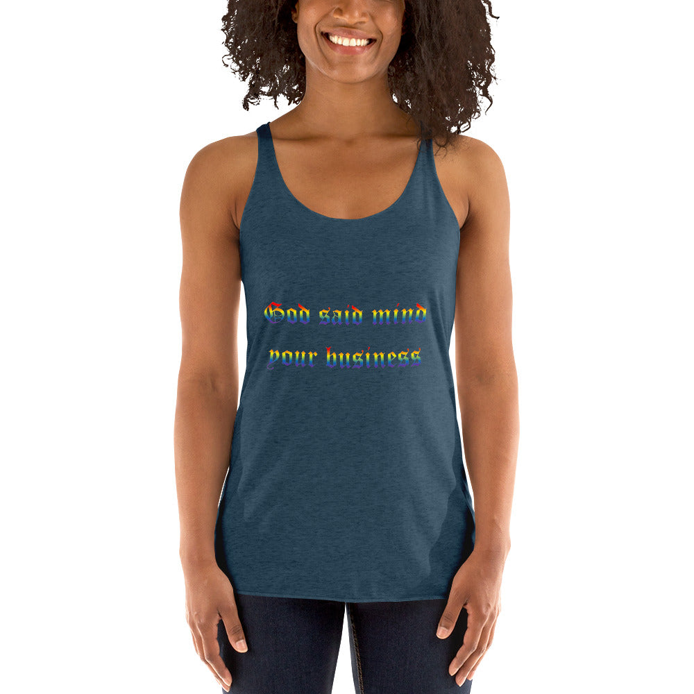 God Said Women's Racerback Tank Rainbow