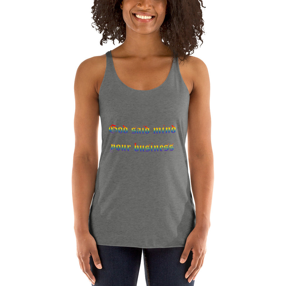 God Said Women's Racerback Tank Rainbow