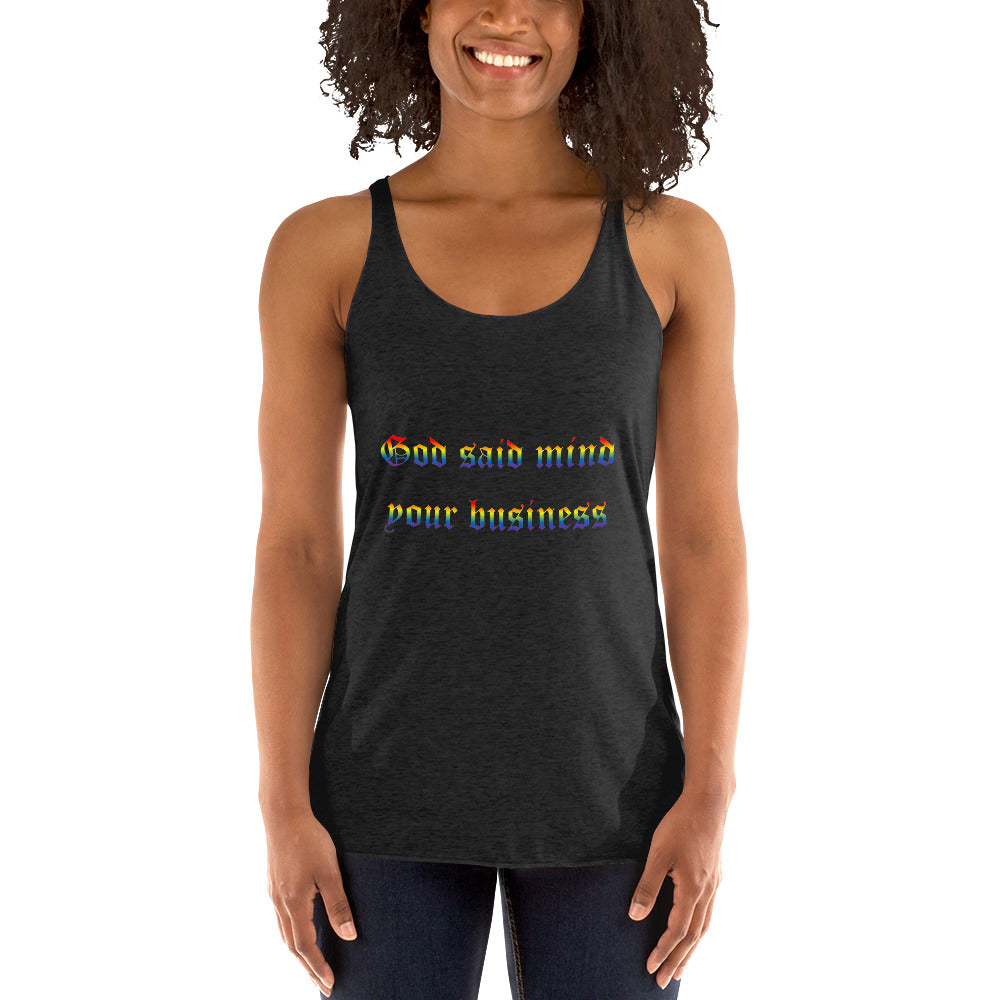 God Said Women's Racerback Tank Rainbow