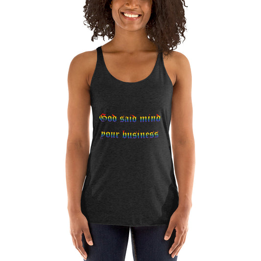 God Said Women's Racerback Tank Rainbow